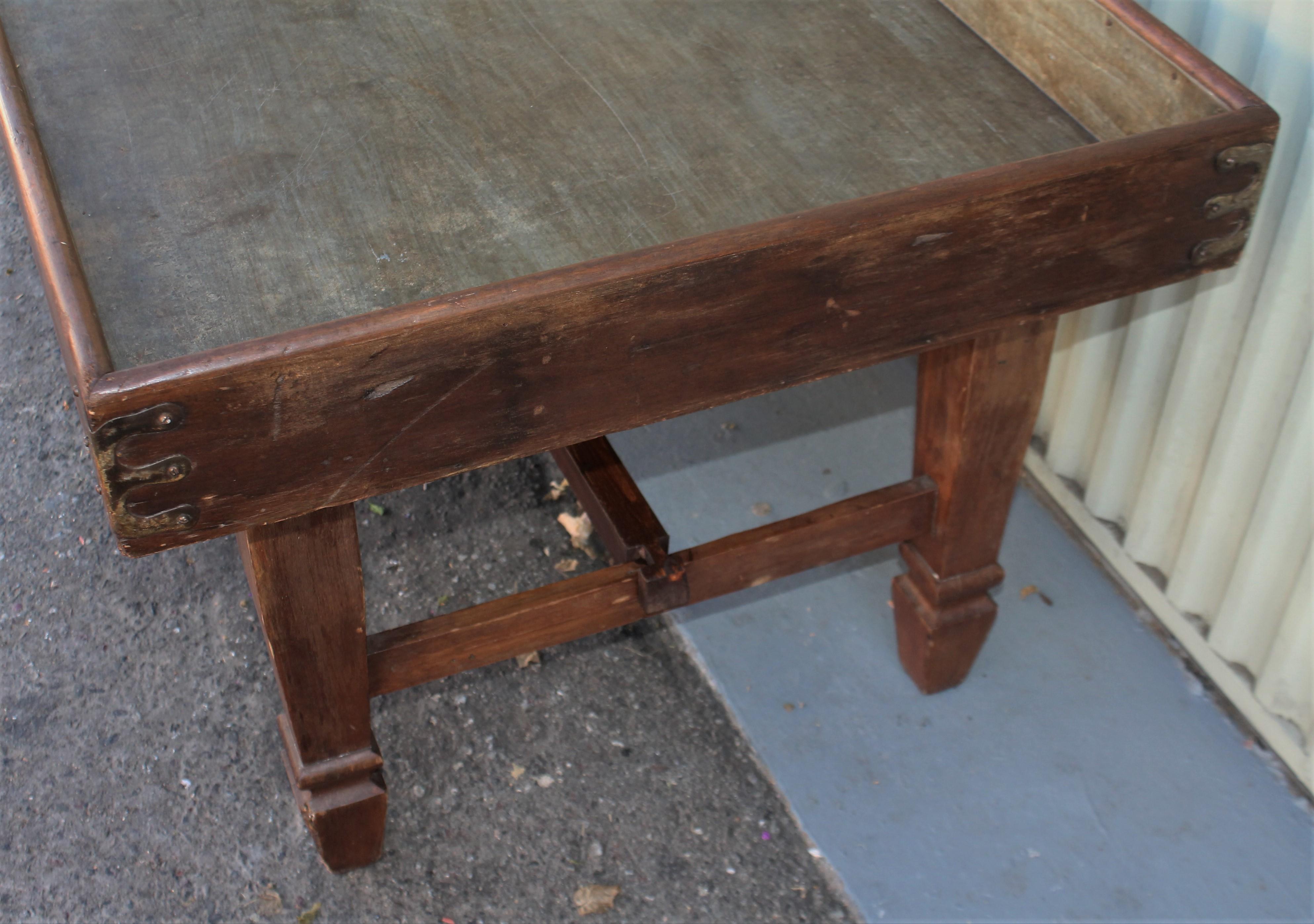 Hand-Crafted 19th Century Dairy Sorting Table with Tin Liner For Sale