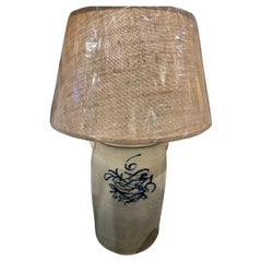 19Thc Decorated 6 Gallon - Crock Lamp From Pennsylvania