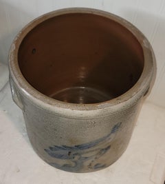 19thc Decorated Bird 3 Gallon Stoneware Crock