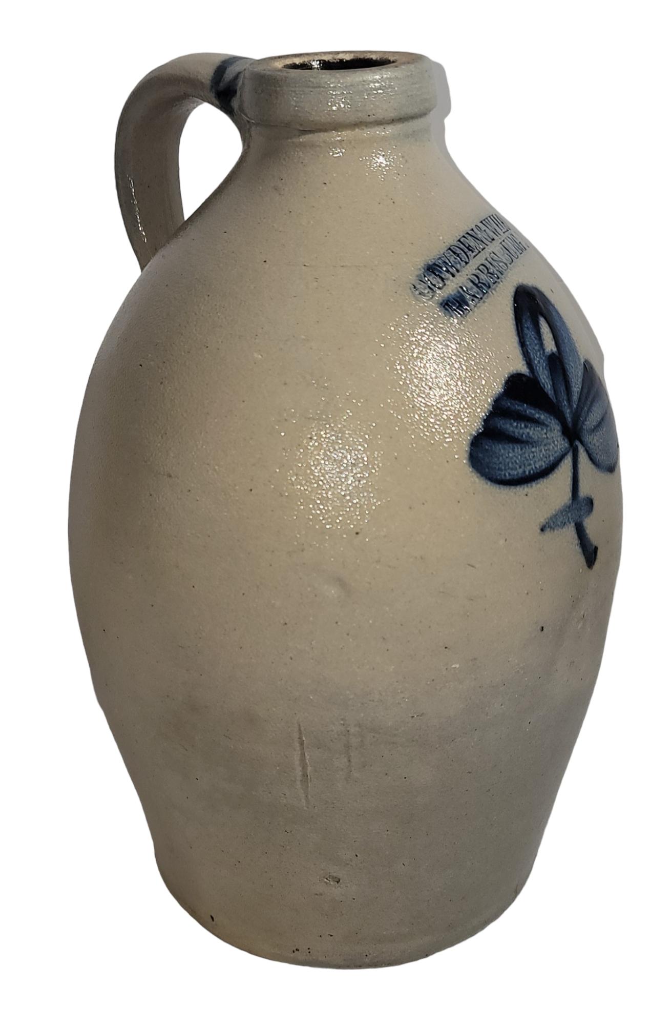 19Thc Decorated Cowden & Wilcox Pottery Jug In Good Condition For Sale In Los Angeles, CA