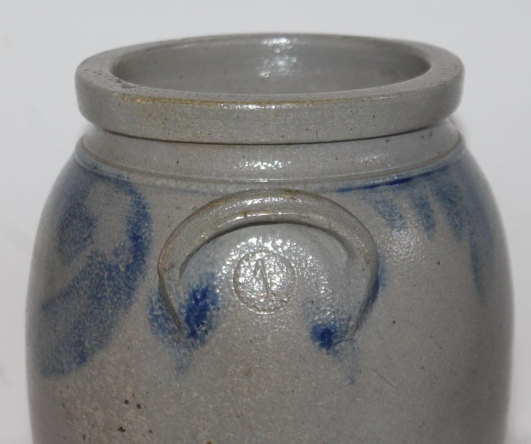 Hand-Crafted 19th Century Decorated Crock From Pennsylvania For Sale