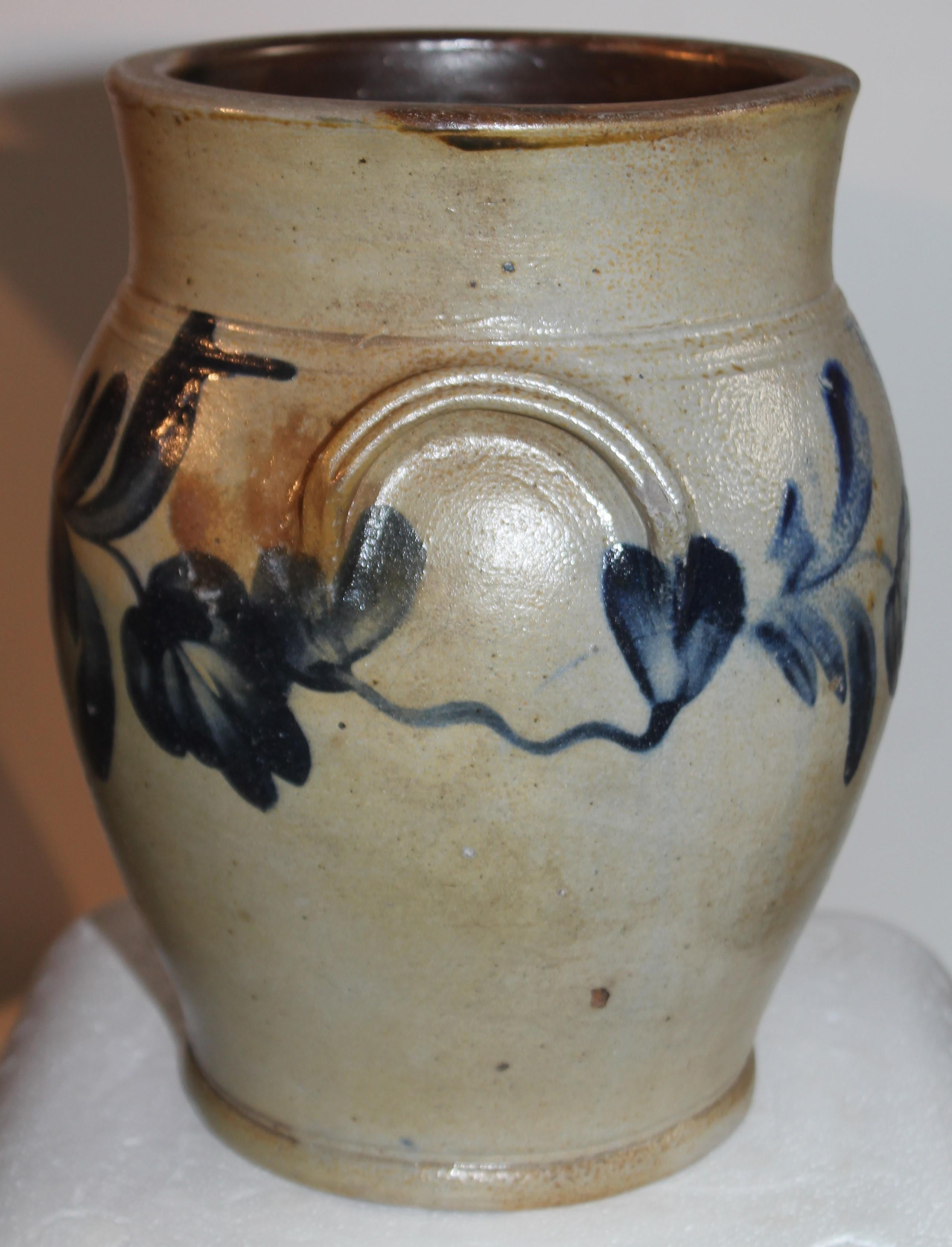 Adirondack 19thc Decorated Crock with Handles from Pennsylvania