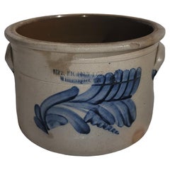 19th Century Decorated Salt Glaze Crock Sipe & Sons Cake Crock