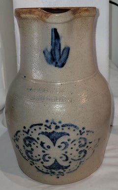 19Thc Decorated Stone Ware Cowden & Wilcox  Pitcher From Pennsylvania