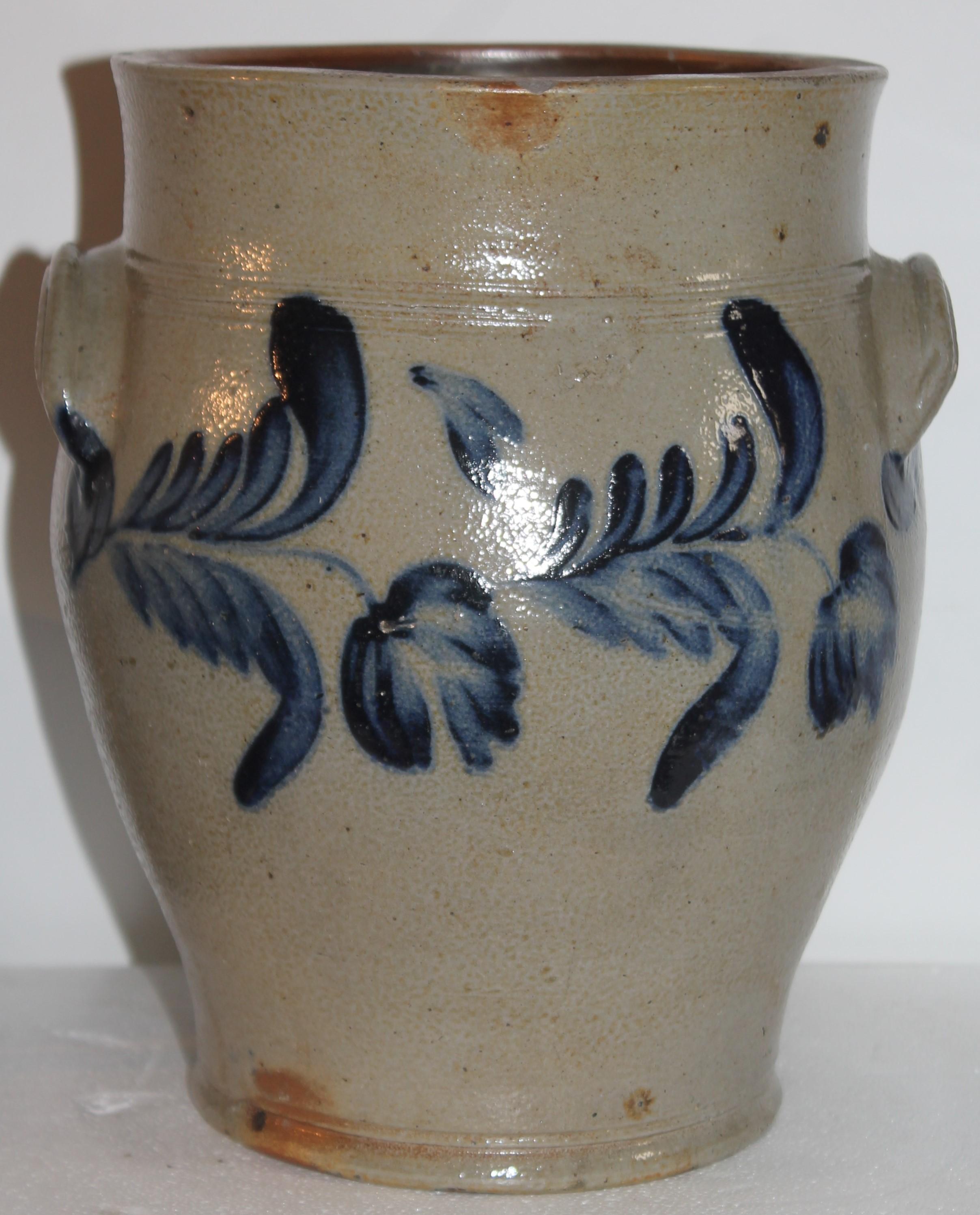 Country 19thc Decorated Stone Ware Crock For Sale