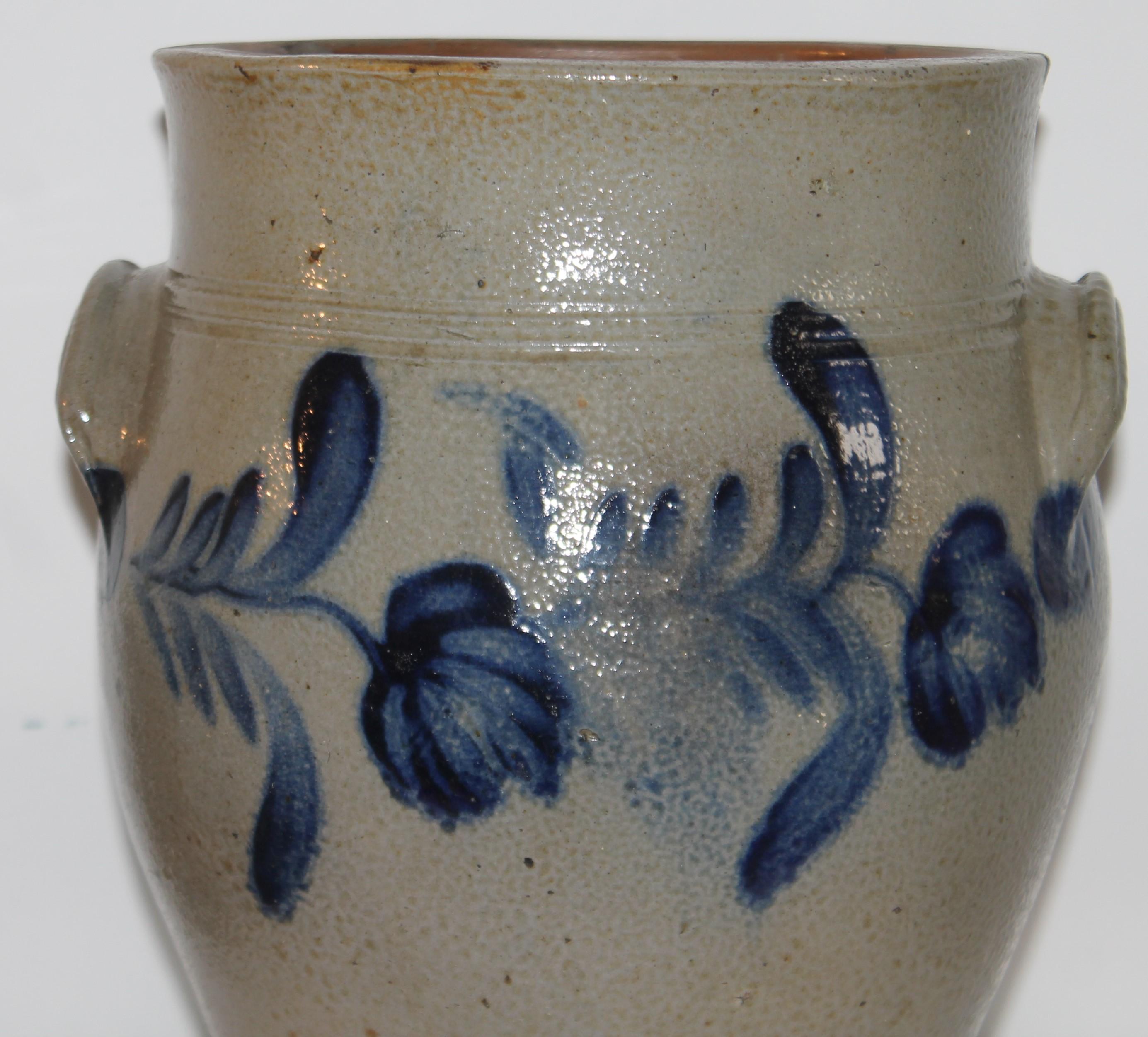American 19thc Decorated Stone Ware Crock For Sale
