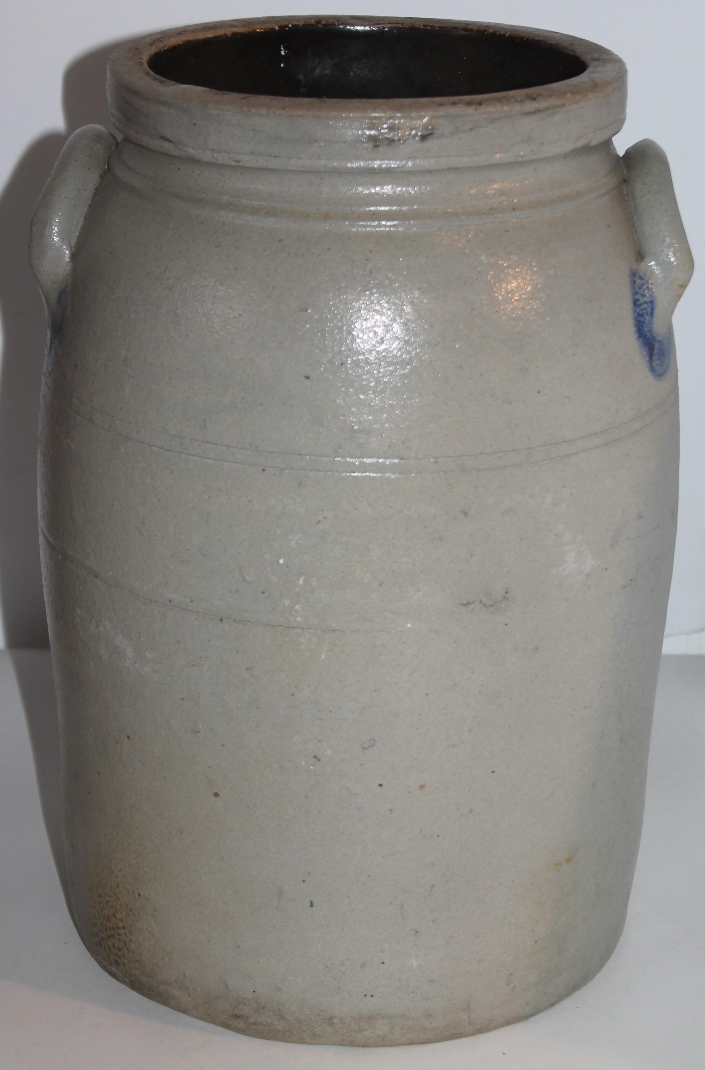 19th Century 19thc Decorated Stoneware 3 Gallon Crock For Sale