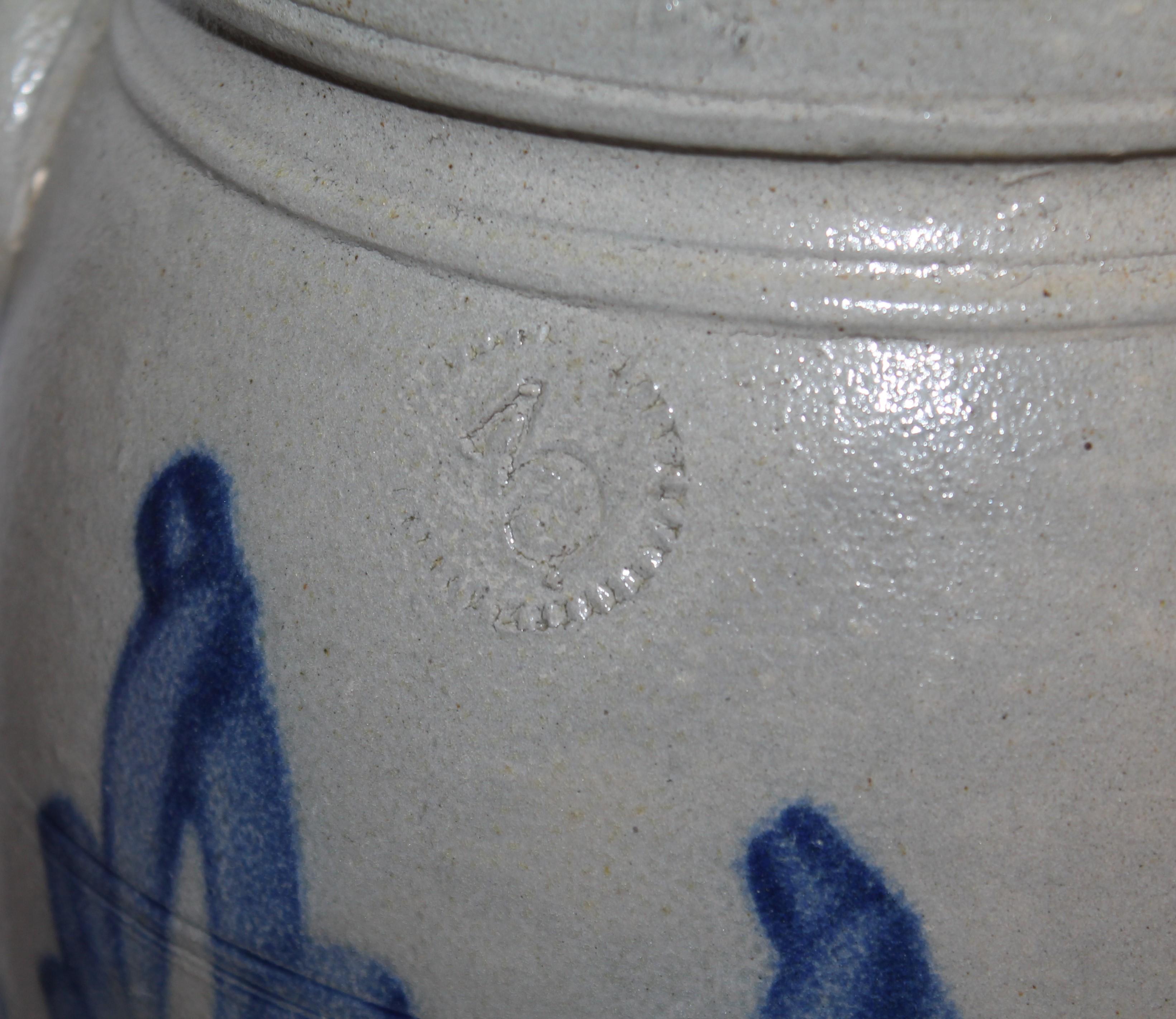Pottery 19thc Decorated Stoneware 3 Gallon Crock For Sale