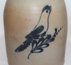 19th Century Decorated Stoneware Bird Jug from Bennington, Vermont