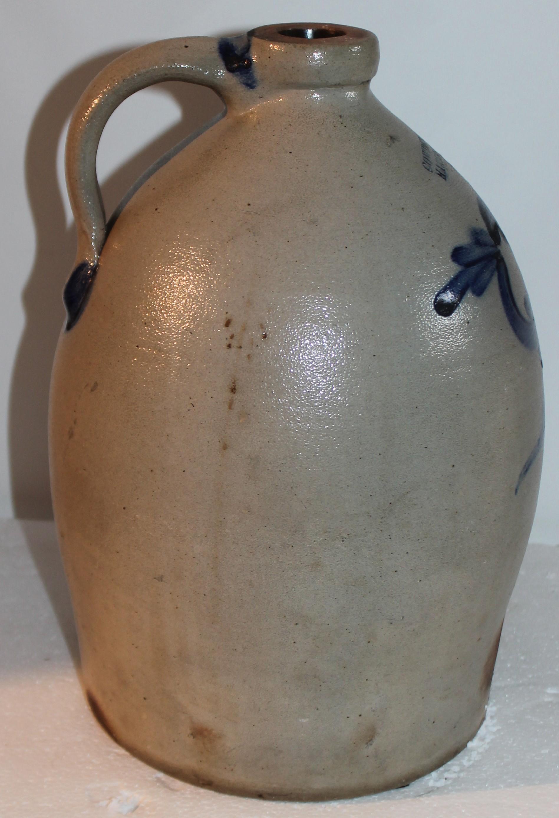American 19thc Decorated Stoneware Cowden & Wilcox Jug