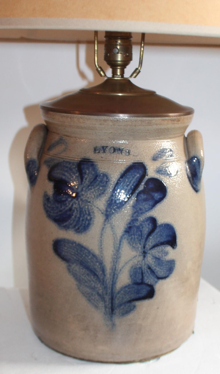 19th Century Decorated Stoneware Crock Lamp For Sale at 1stDibs crock