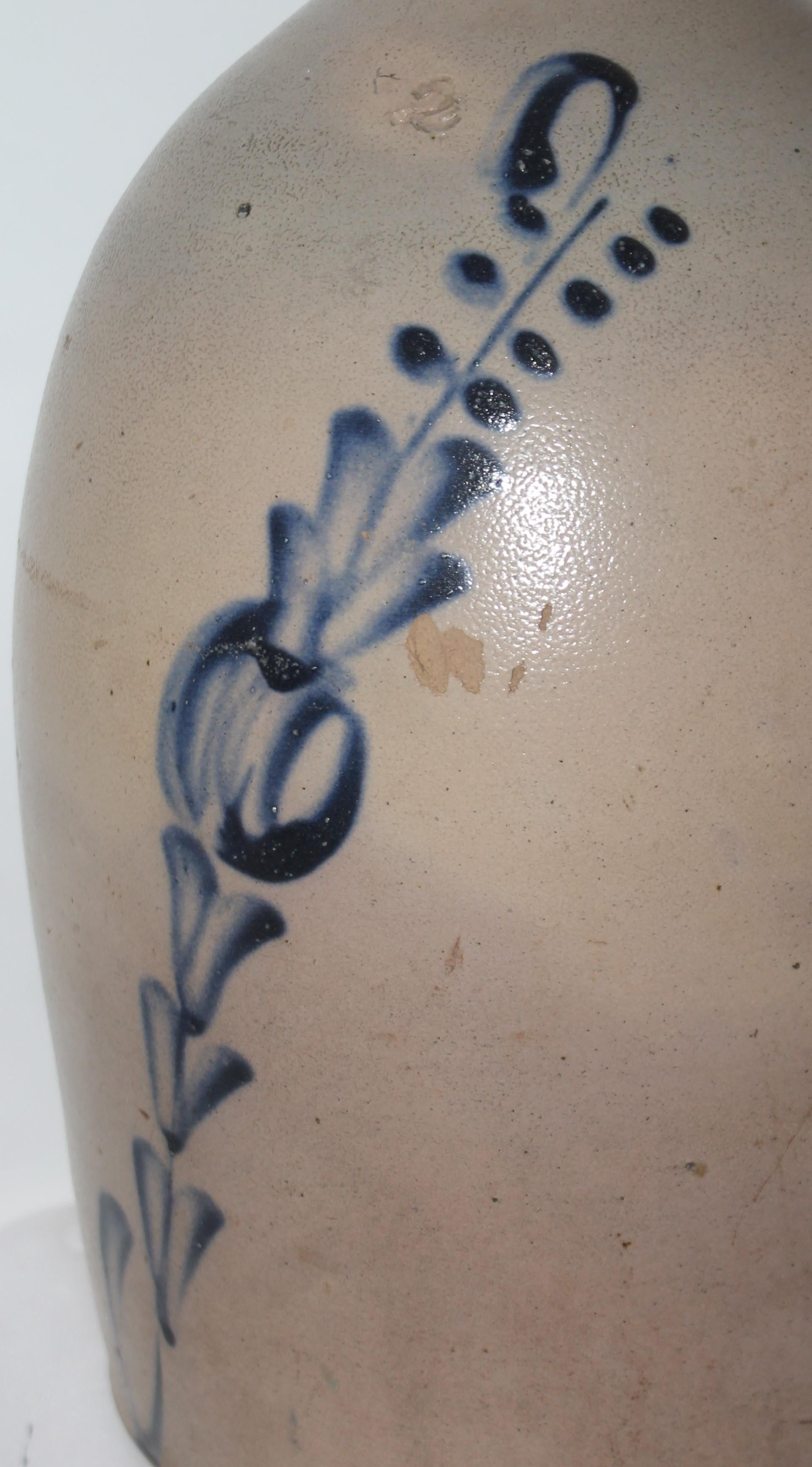 Adirondack 19thc Decorated Stoneware Jug For Sale