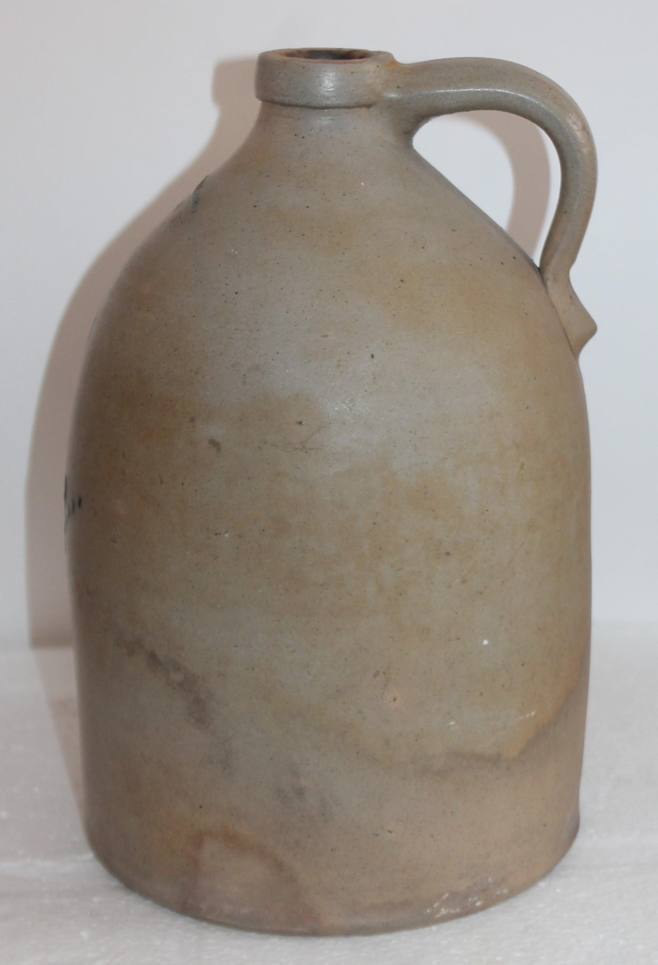 Country 19th Century Decorated Stoneware Jug from Keene, New Hampshire For Sale