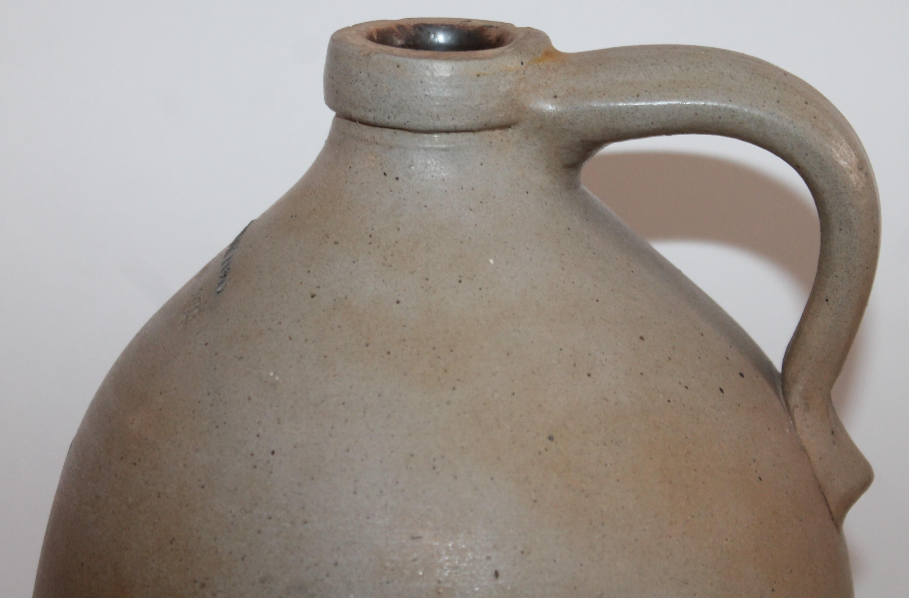 American 19th Century Decorated Stoneware Jug from Keene, New Hampshire For Sale