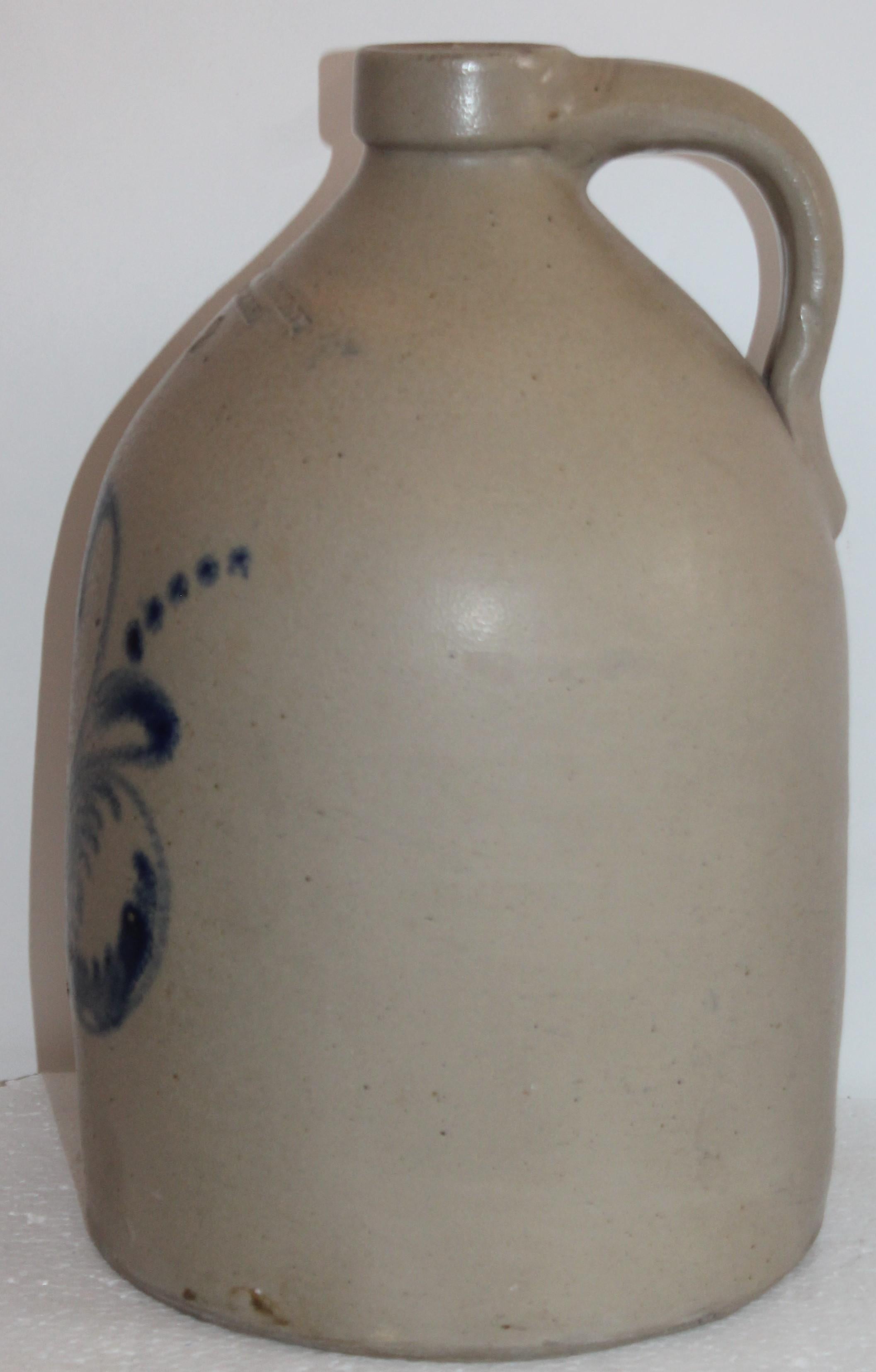 Pottery 19th Century Decorated Stoneware Jug from Keene, New Hampshire For Sale