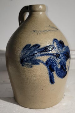 Antique 19Thc Decorated Stoneware Jug From Pennsylvania
