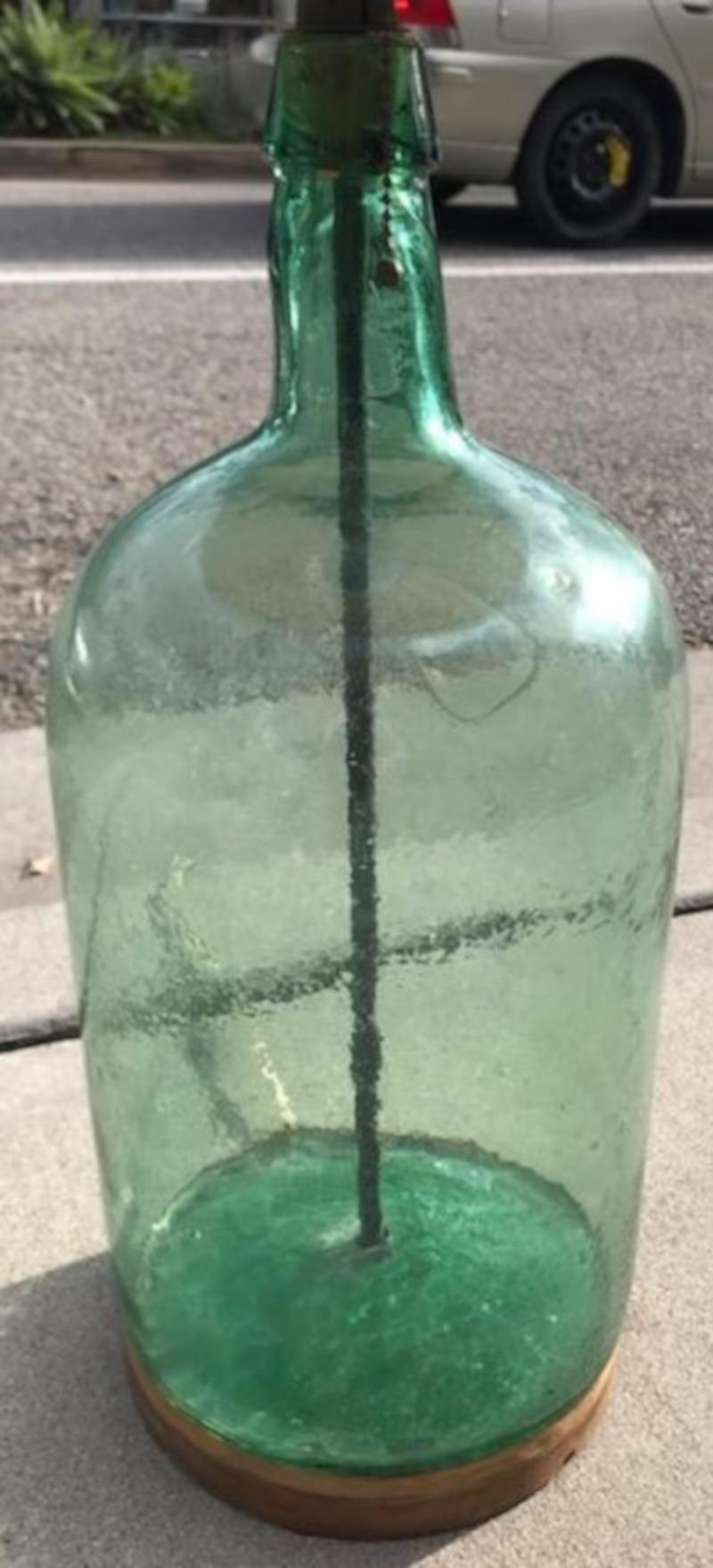 Adirondack 19th Century Demi John Bottle Electrified Table Lamp For Sale