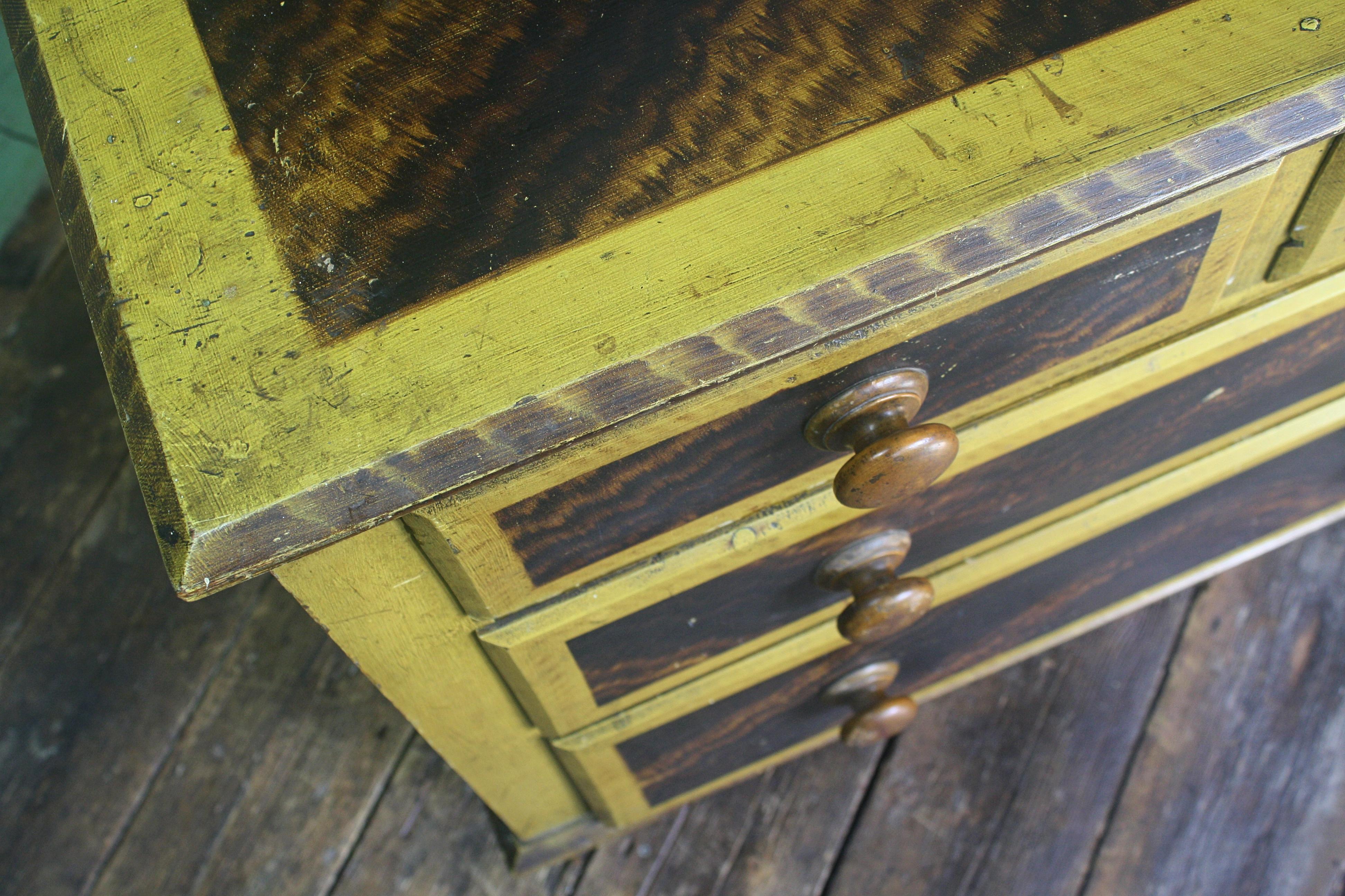 Diminutive Scottish Grained & Yellow Painted Chest of Drawers Folk Art For Sale 3