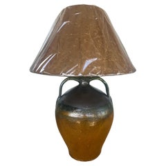 19thc Double Handle Pottery Vase Table Lamp