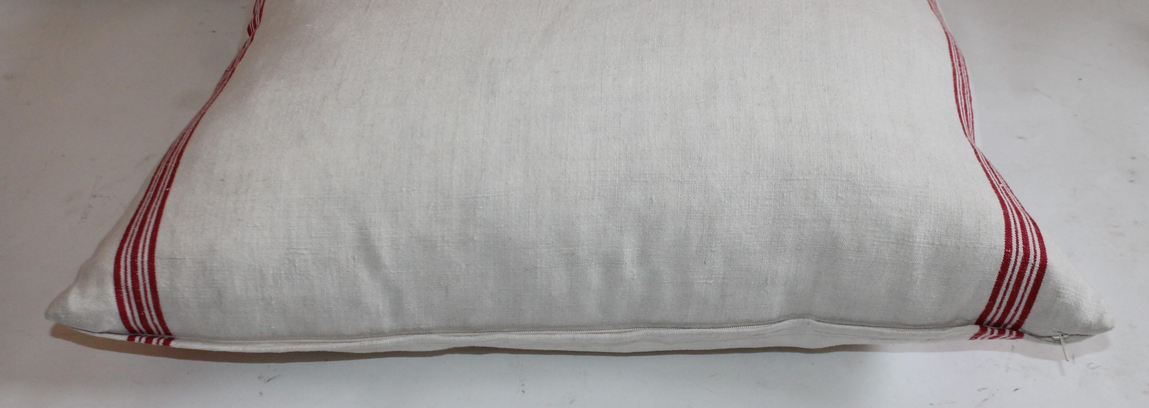 Adirondack 19th Century Double Sided Red & White Linen Pillows, Pair