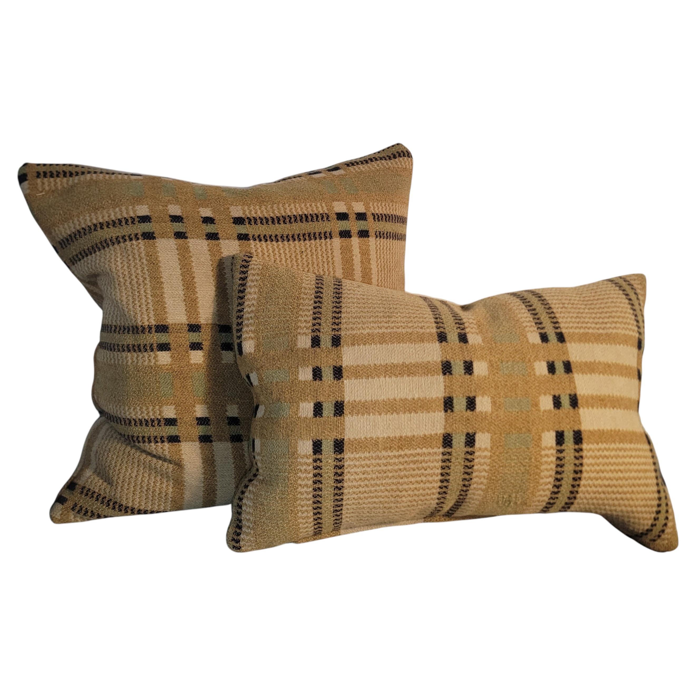 19Thc Double Sided Wool Horse Blanket Pillows -Two For Sale