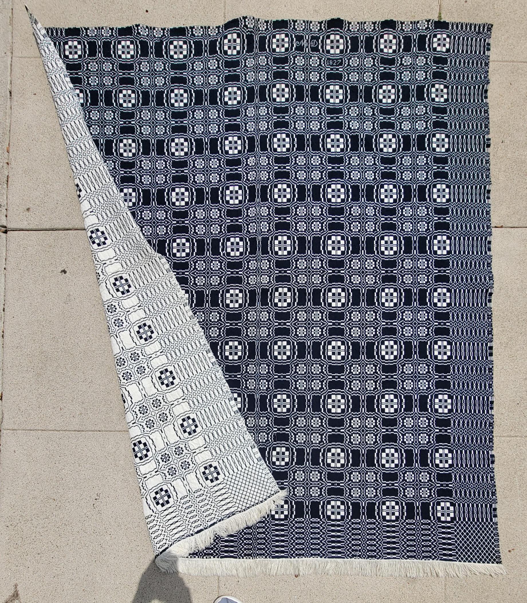 Couverture à double tissage de Pennsylvanie du 19e siècle Bon état - En vente à Los Angeles, CA