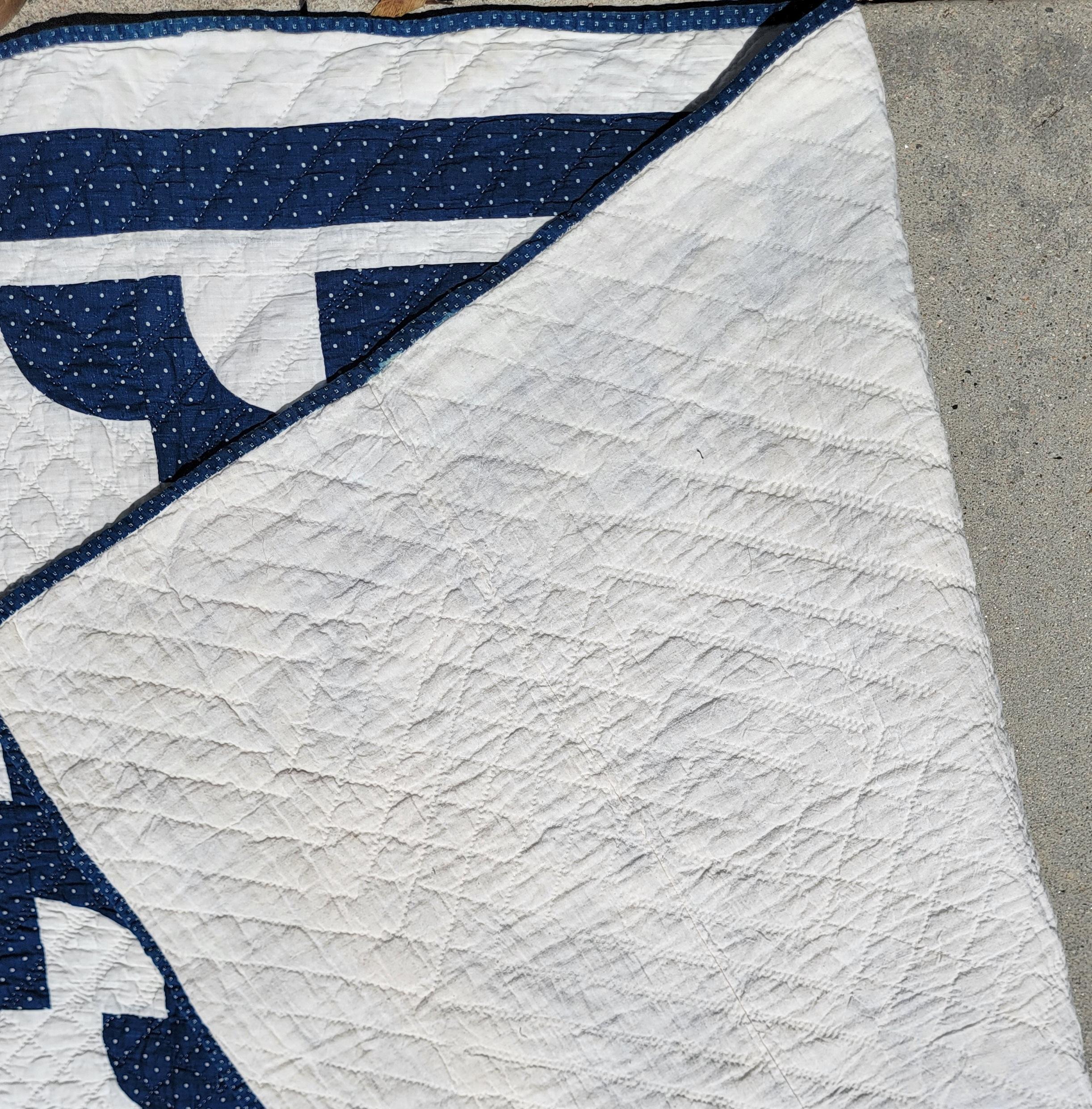 Adirondack Quilt bleu et blanc du chemin des ivrognes du 19e siècle en vente