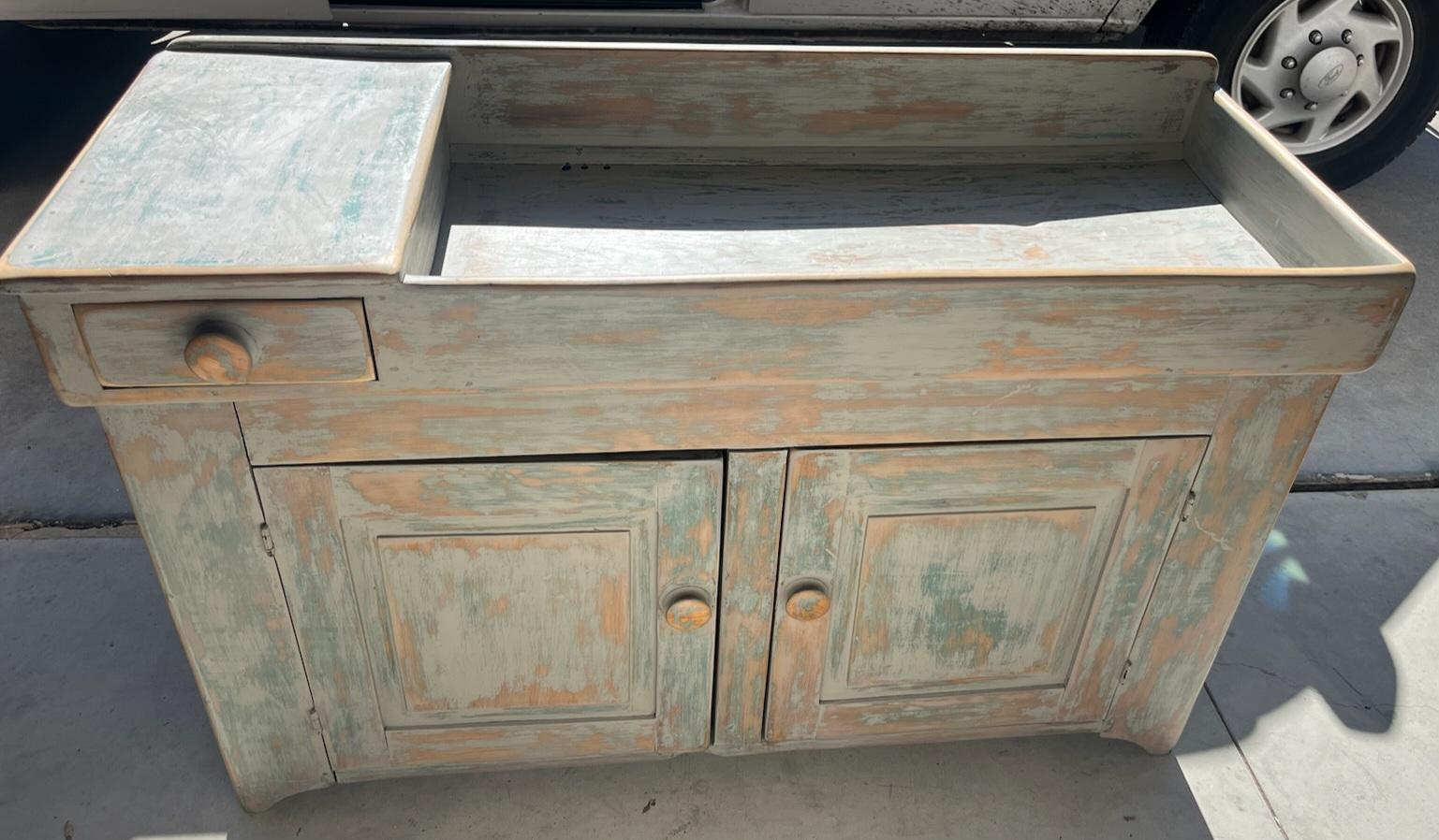 Adirondack 19thc Dry Sink From Pennsylvania in Painted Surface For Sale