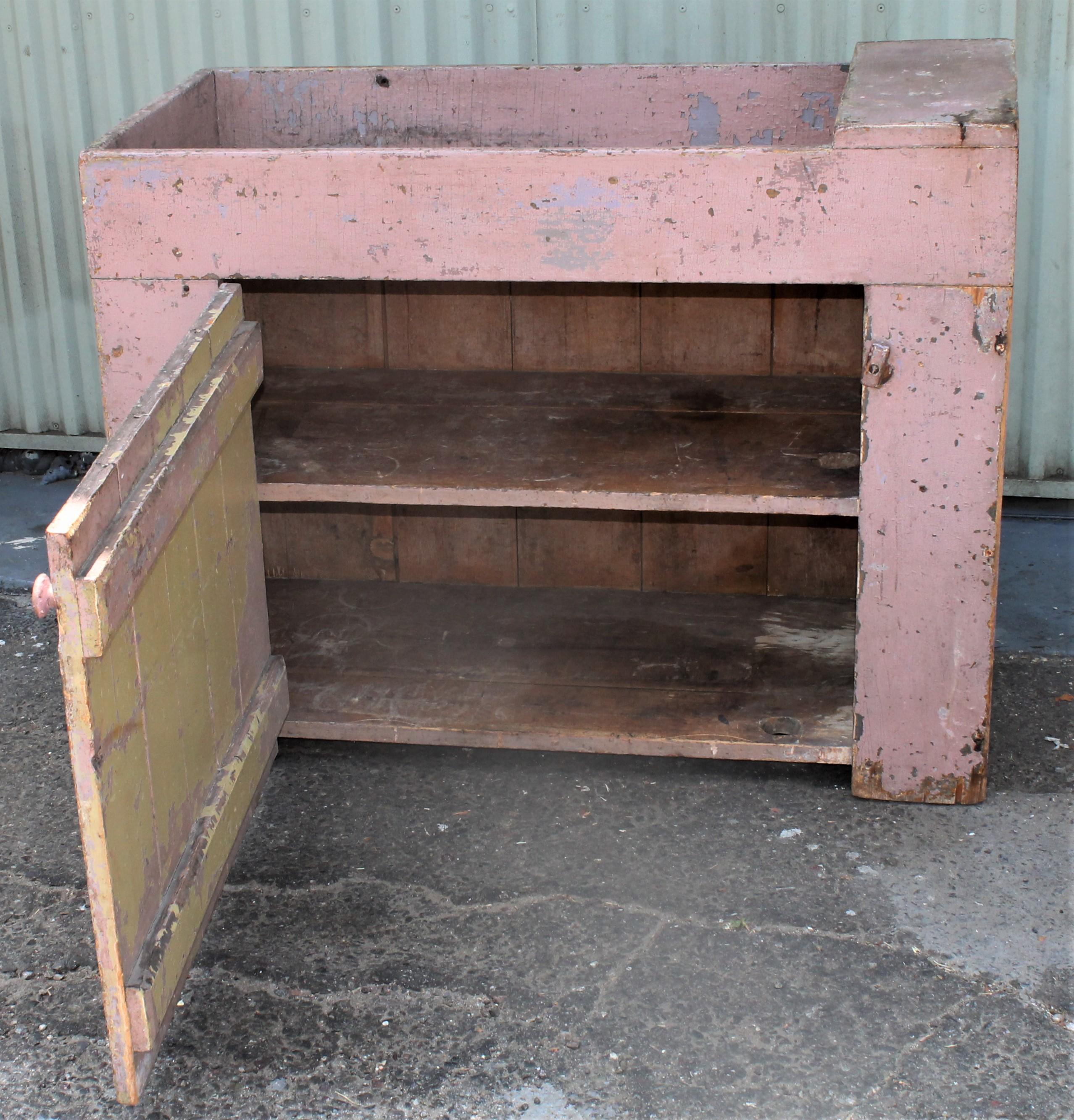 Country 19th Century Dry Sink in  Original Dusty Rose Paint