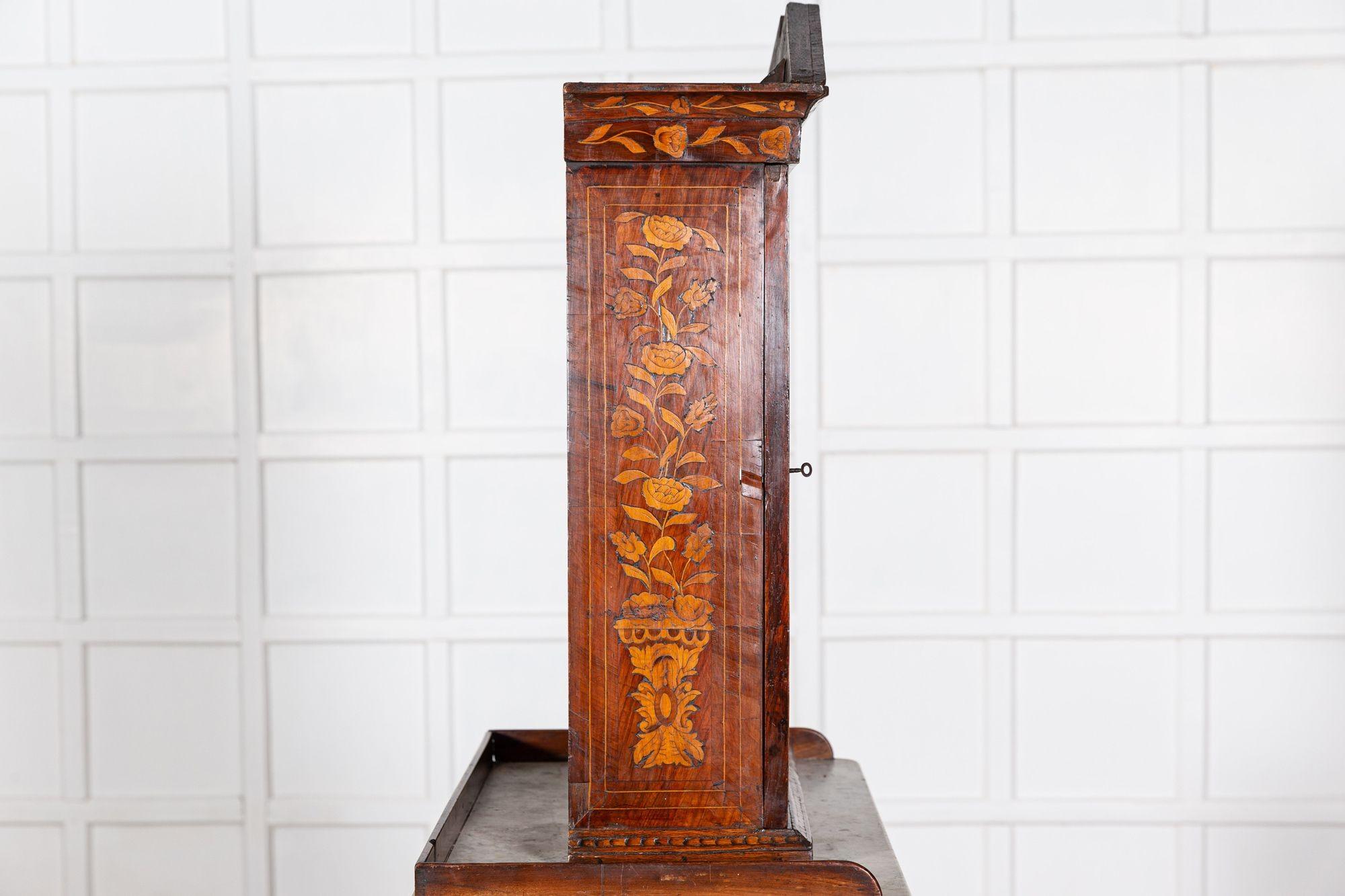 19thC Dutch Mahogany Marquetry Inlaid Display Cabinet For Sale 10