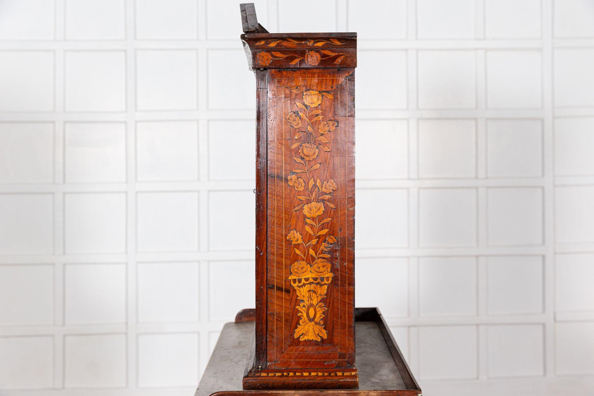 19thC Dutch Mahogany Marquetry Inlaid Display Cabinet For Sale 11