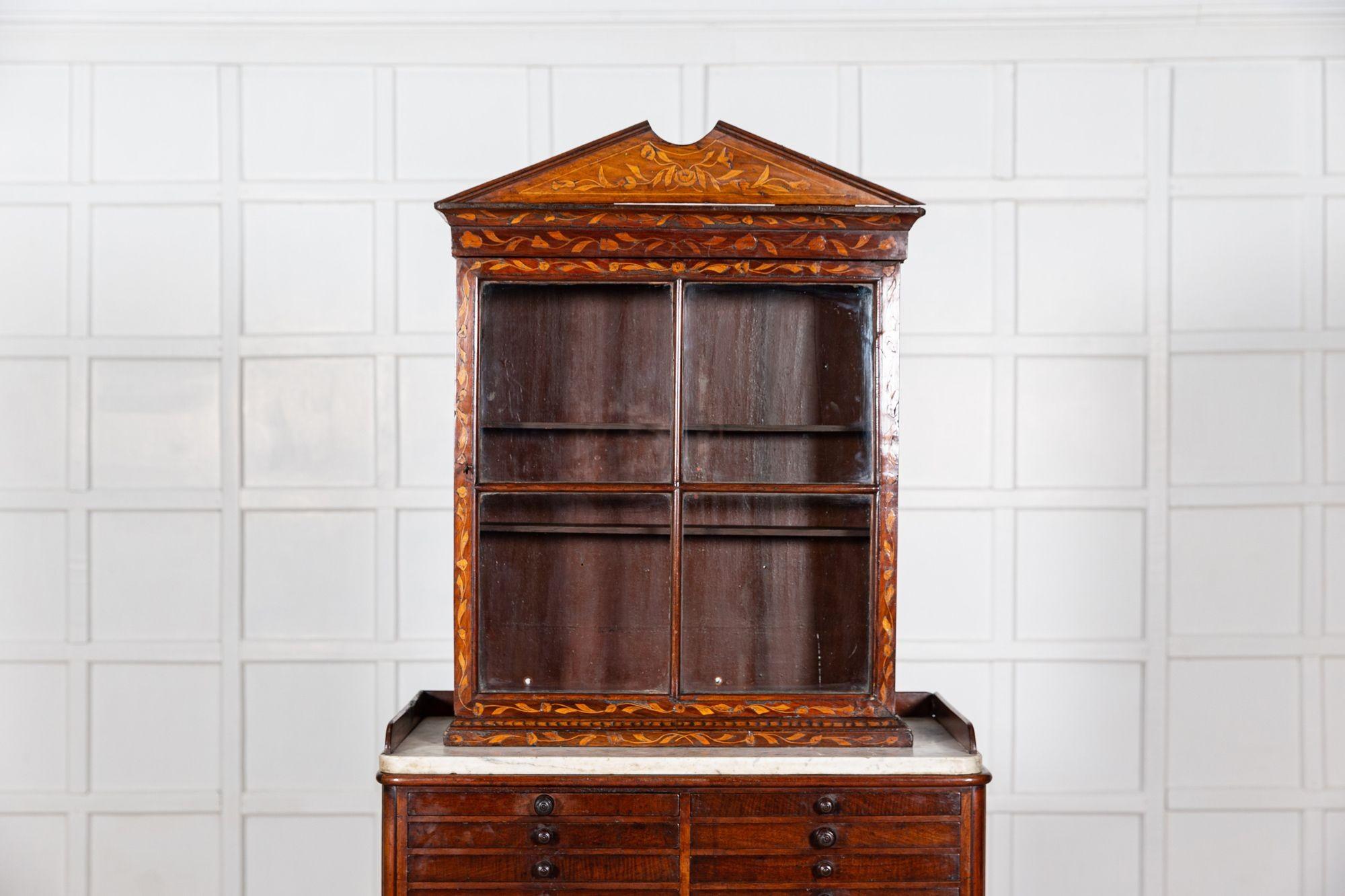 19thC Dutch Mahogany Marquetry Inlaid Display Cabinet In Good Condition For Sale In Staffordshire, GB