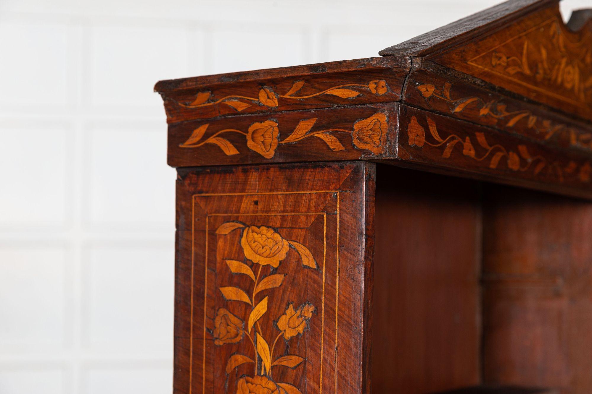 19thC Dutch Mahogany Marquetry Inlaid Display Cabinet For Sale 5