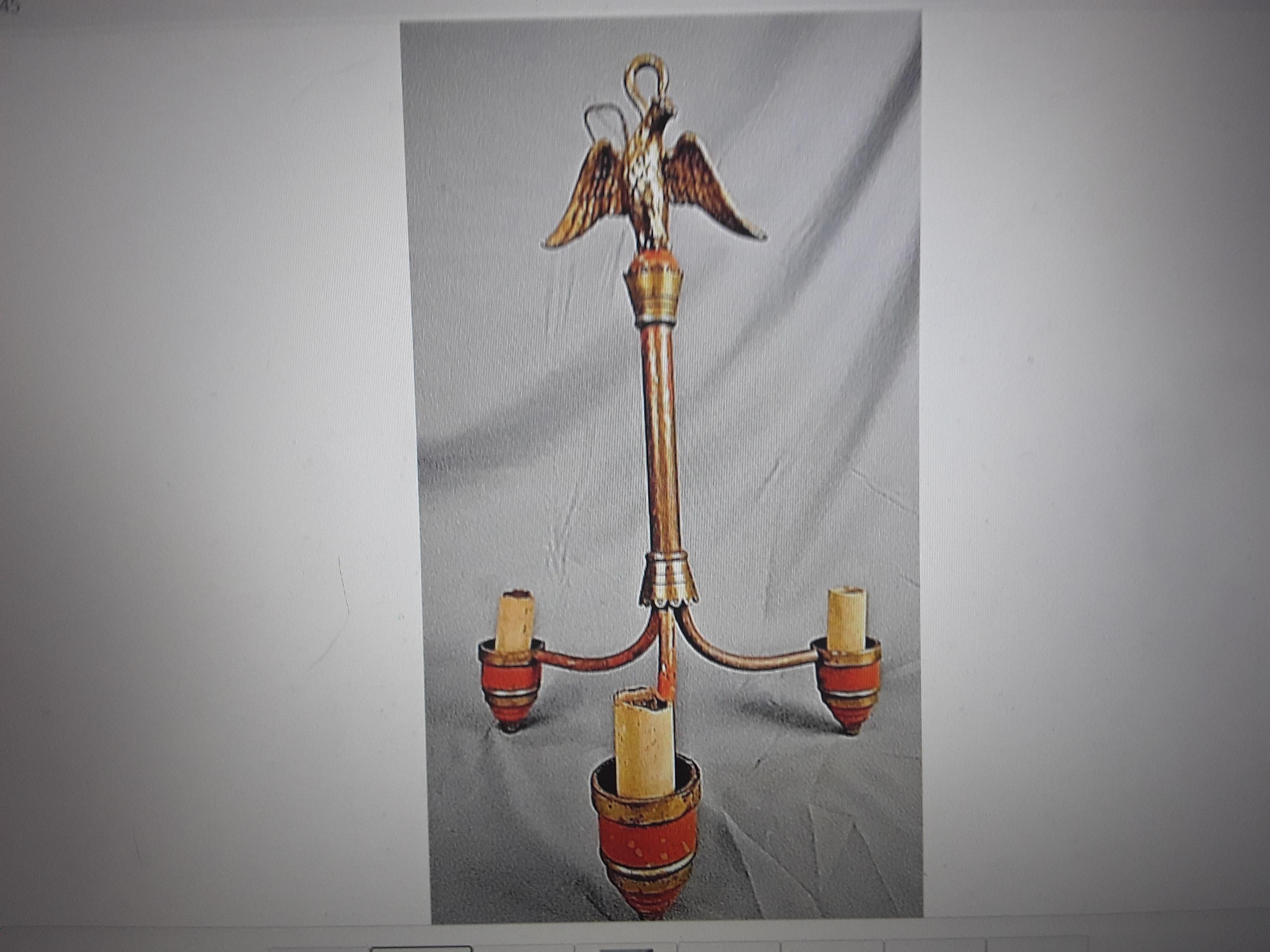 19thc Earlier American Made3 Piece Lighting ensemble/ 1 Chandelier and 2 sconces For Sale 3