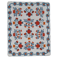 19thc Early Applique Quilt with Pots of Flowers