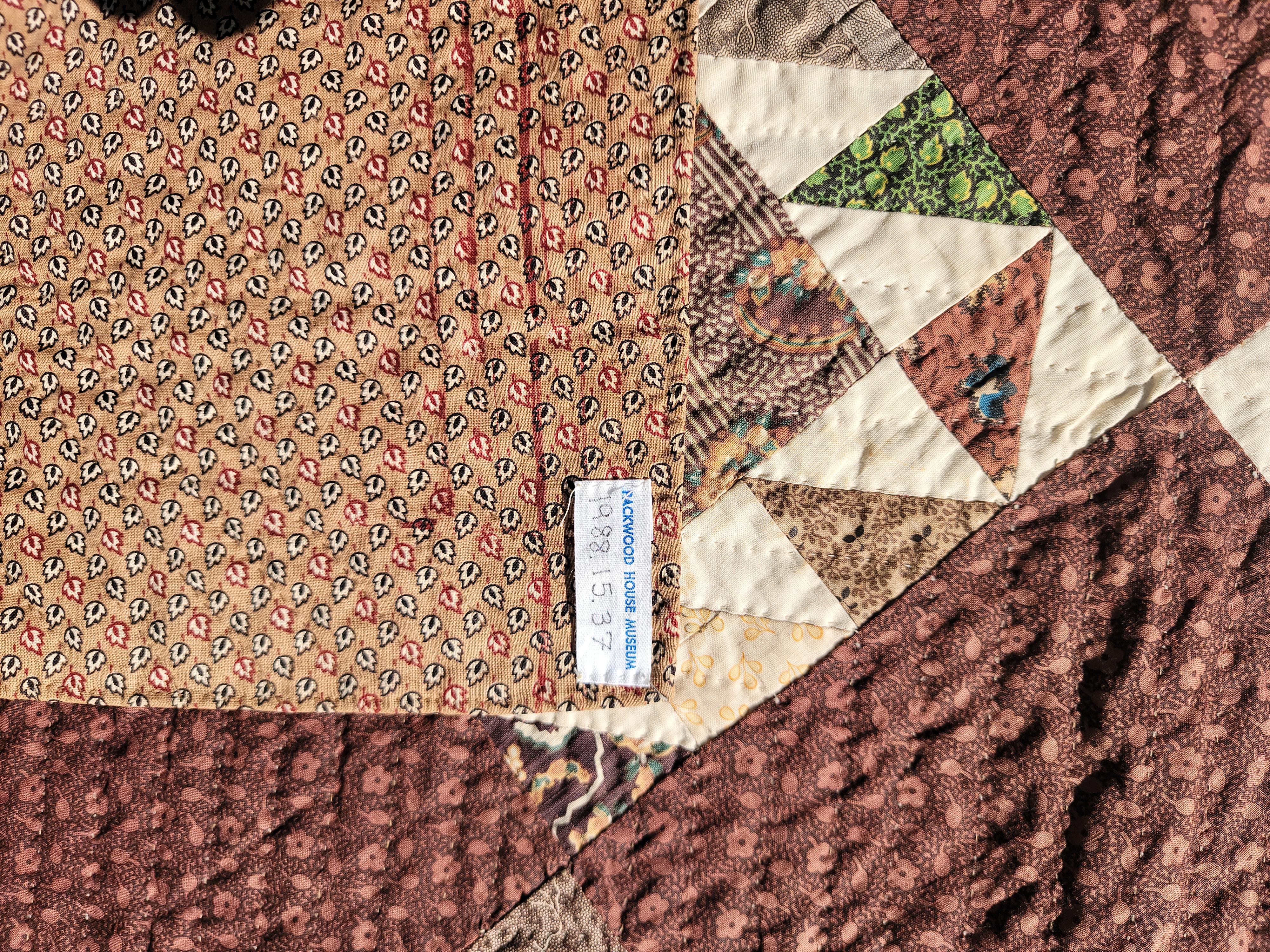 Mid-19th Century 19th Century Early Browns Calico Shoe Fly Quilt For Sale