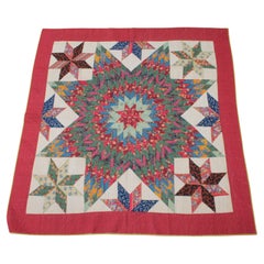 Antique 19thC Early Eight Point Star Quilt from New England