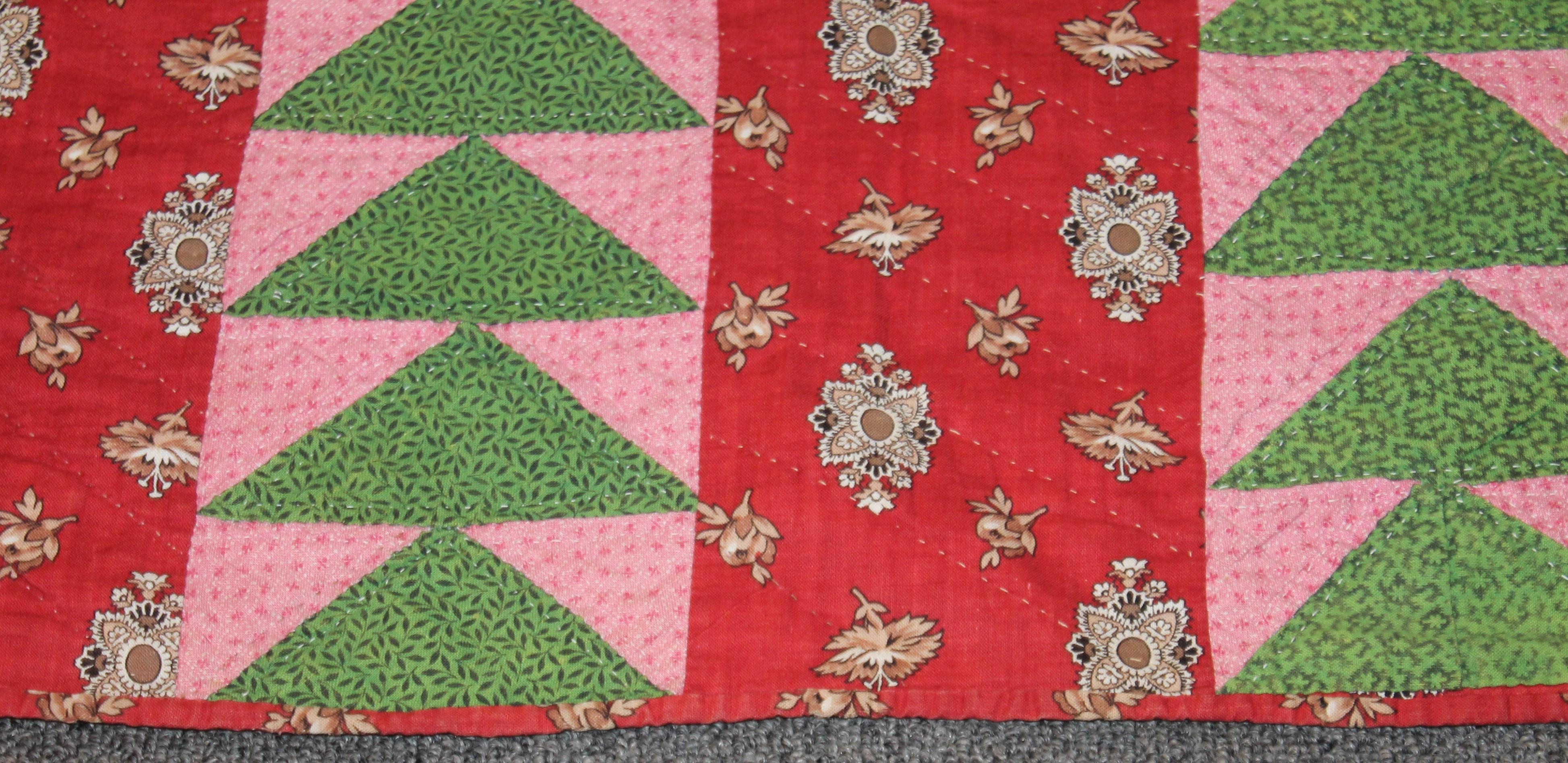 19th Century Early Flying Geese Quilt In Good Condition For Sale In Los Angeles, CA