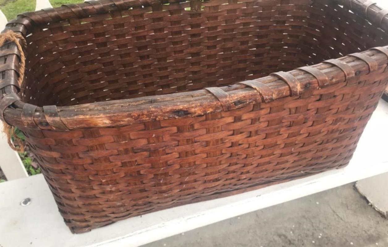 Hand-Crafted 19th Century Early Gathering Basket from New England