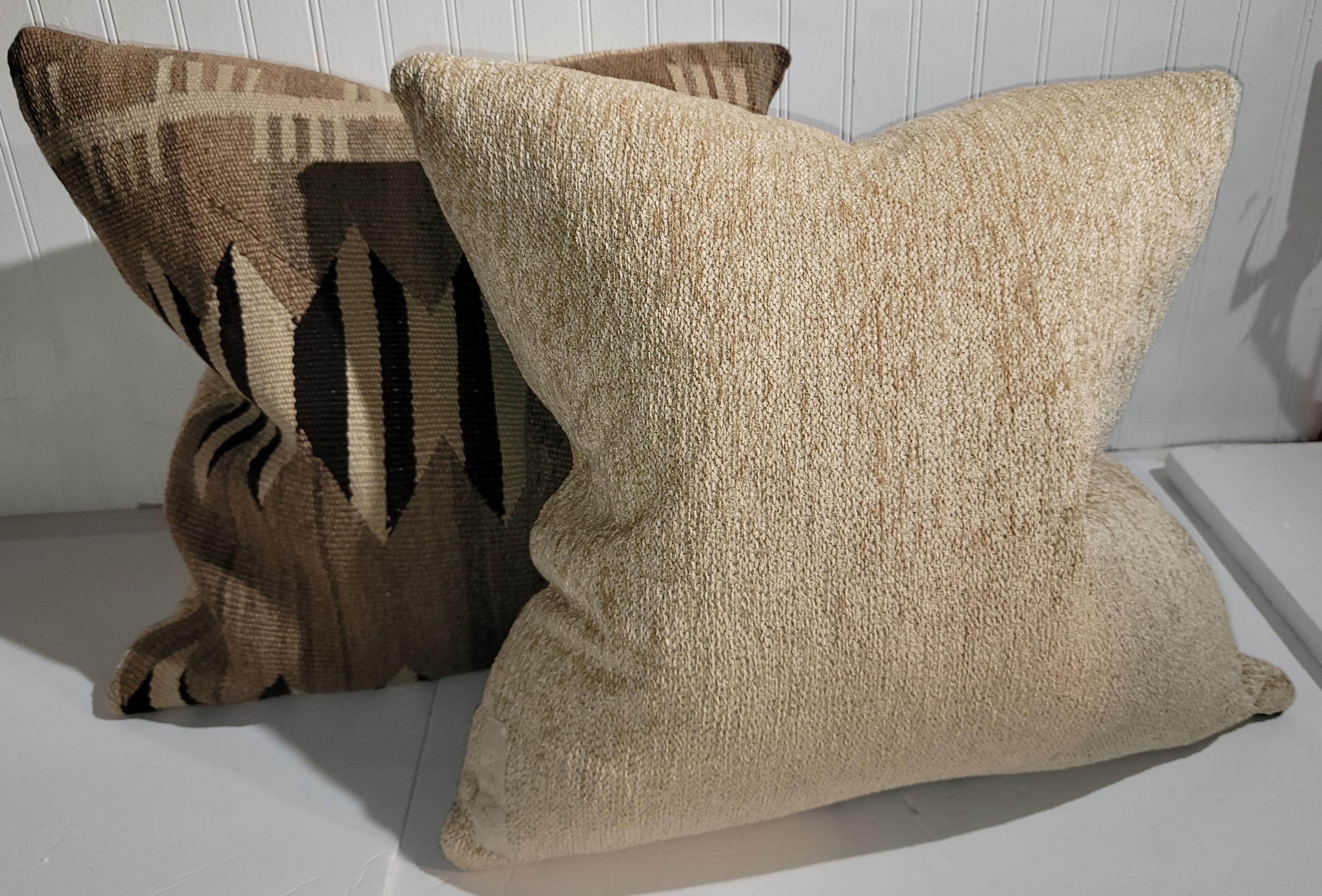 Adirondack 19Thc Early Navajo Indian Weaving Pillows-Pair For Sale