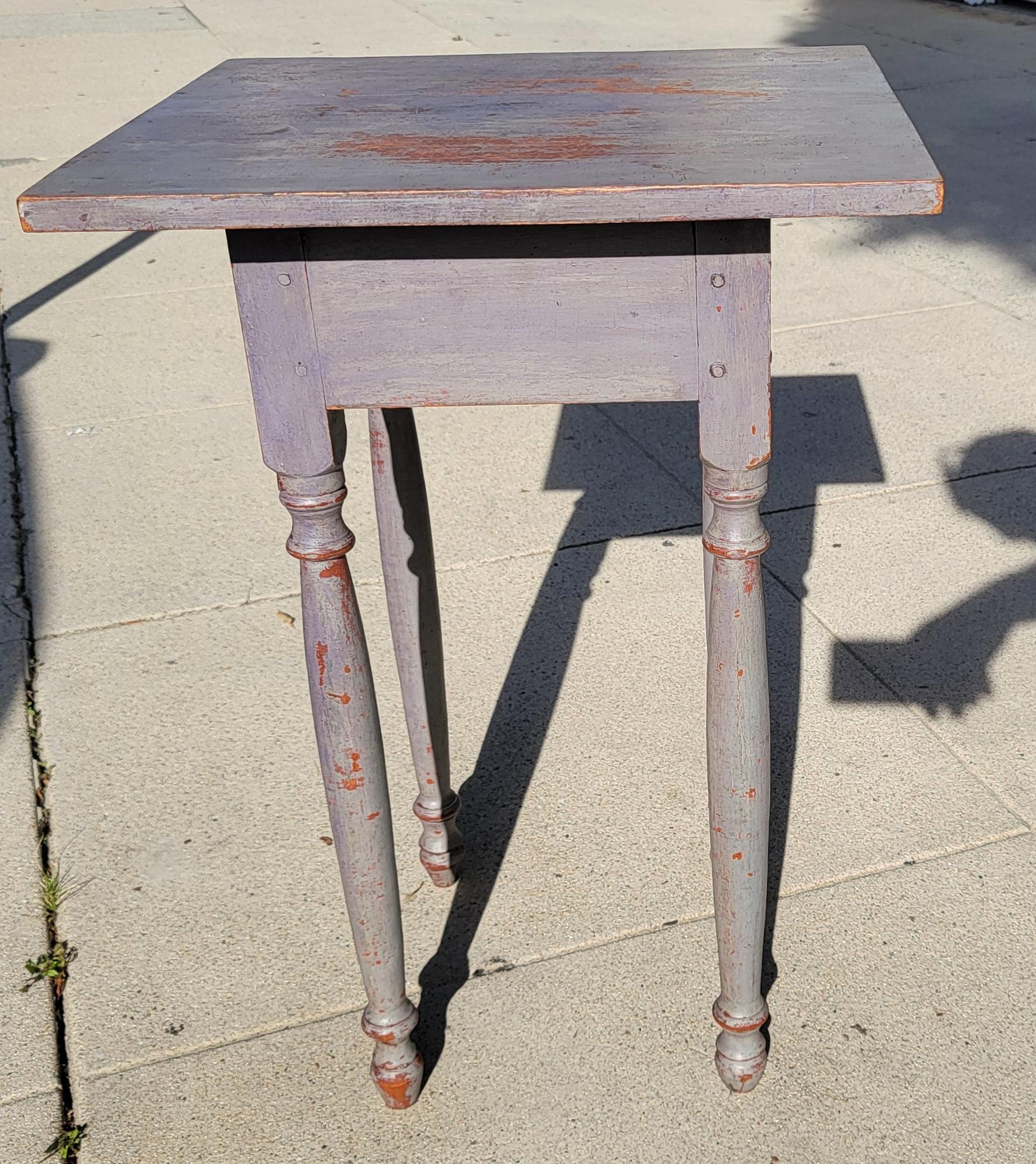 Country 19Thc Early Original Painted Grey Side Table   For Sale