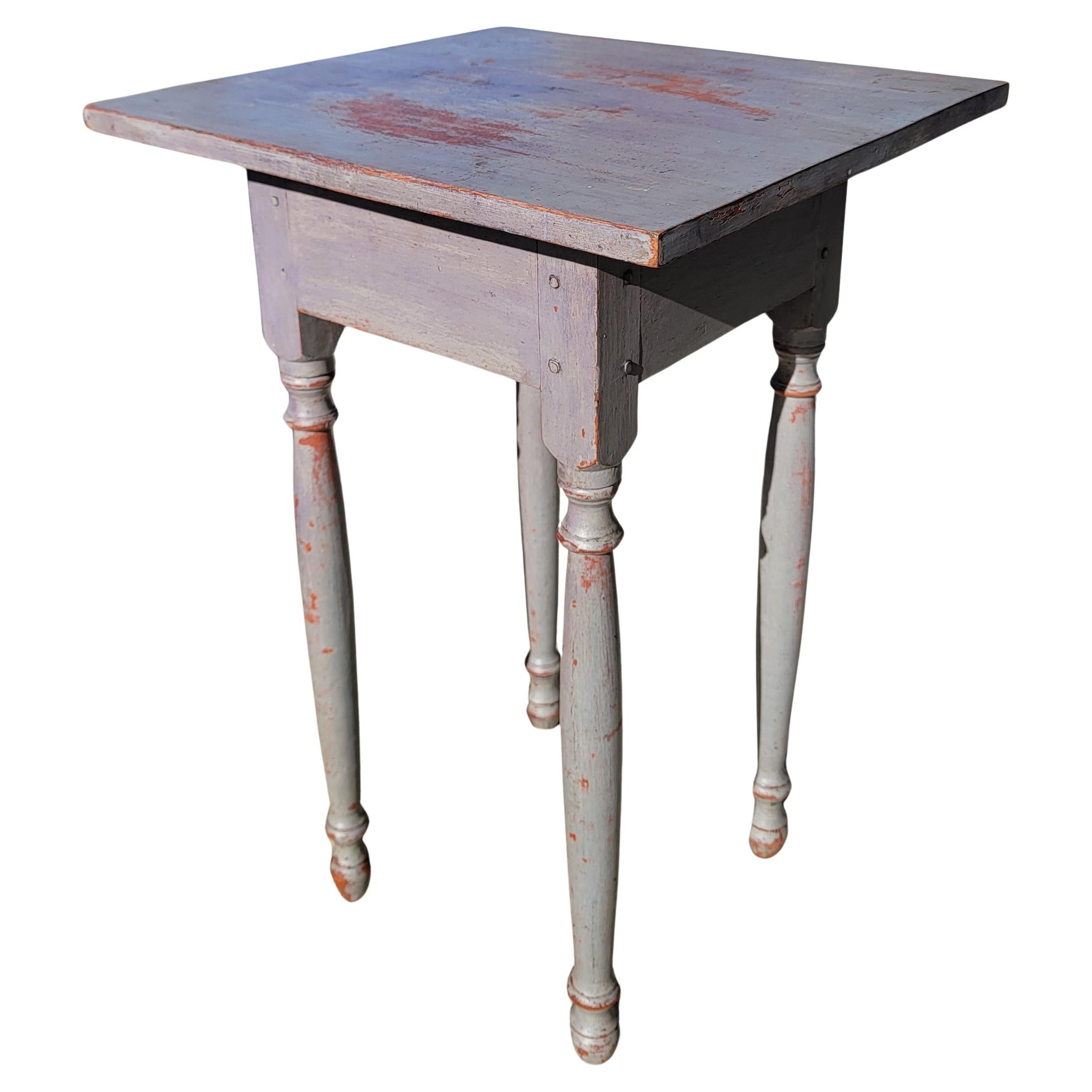 19Thc Early Original Painted Grey Side Table   For Sale