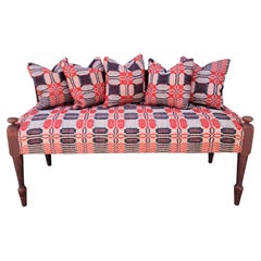 19thc Early Original Red Painted Settee / Day Bed