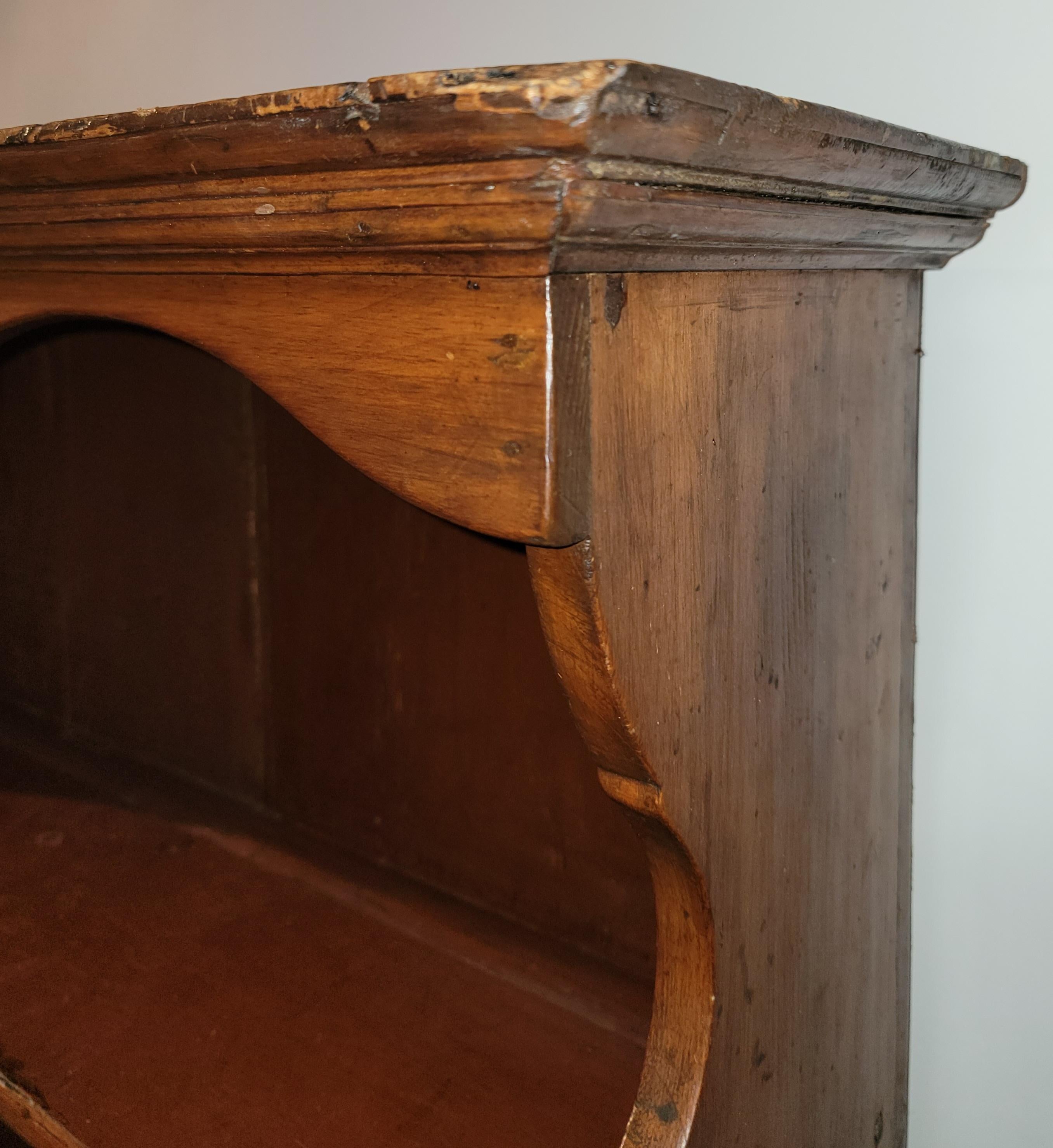 Hand-Crafted 19thc Early Pine Step Back Cupboard For Sale