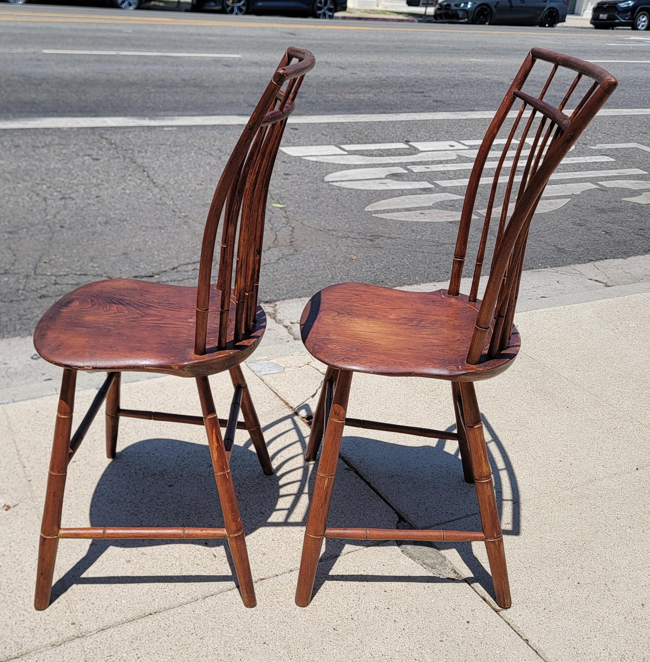 Hand-Crafted 19Thc Early  Set of Bird Cage Windsor Chairs-6 For Sale