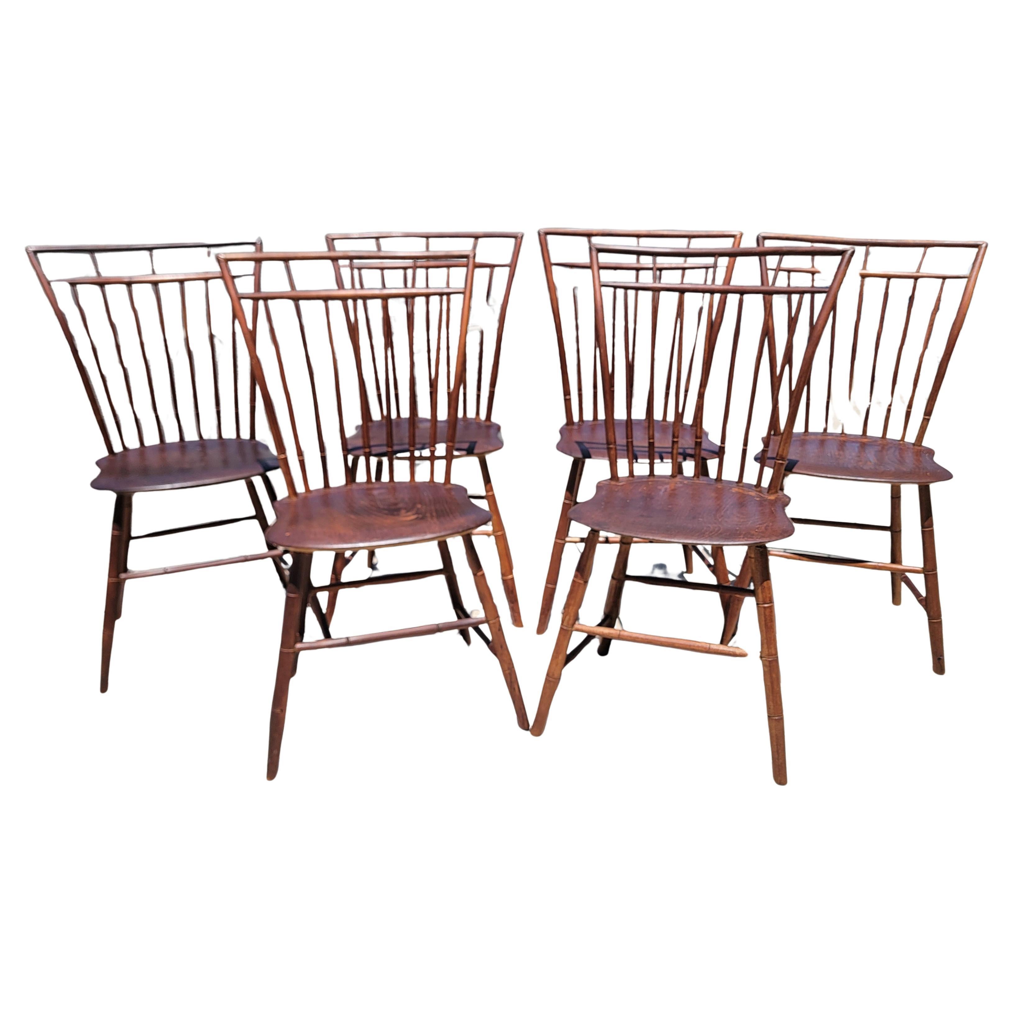 19Thc Early  Set of Bird Cage Windsor Chairs-6