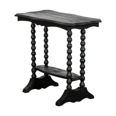 Antique 19thC Ebonised English Pine Bobbin Side Table
