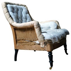 Used 19thC Ebonised Napoleon III French Easy Armchair