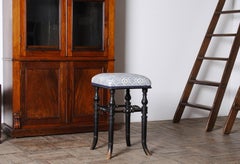 19thc Ebonised Piano Stool by Henry Brooks & Co London W/Howard & Son Upholstery