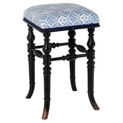 Antique 19thc Ebonised Piano Stool by Henry Brooks & Co London W/Howard & Son Upholstery